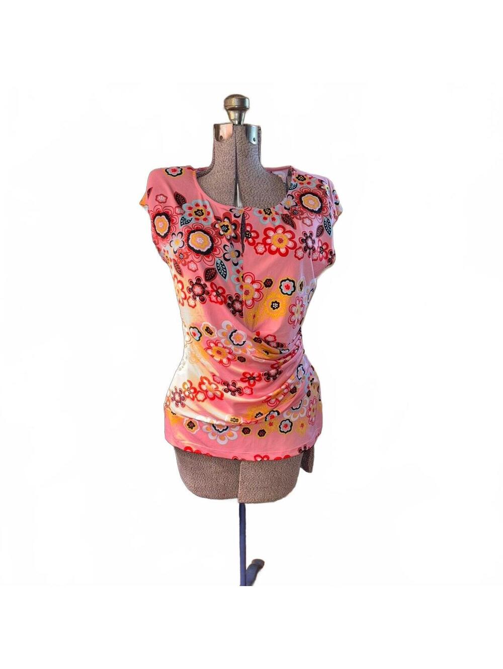 Pink floral cinched New York and company blouse